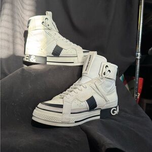 Dolce & Gabbana High-Top Sneakers in White and Black
